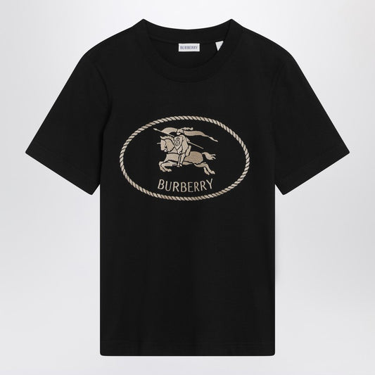 Burberry Black T-shirt with Equestrian Knight Design