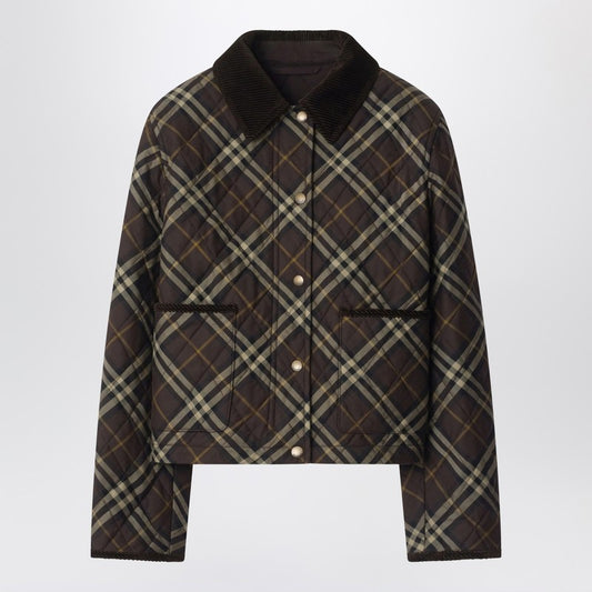Burberry Cropped quilted nylon jacket with Check pattern