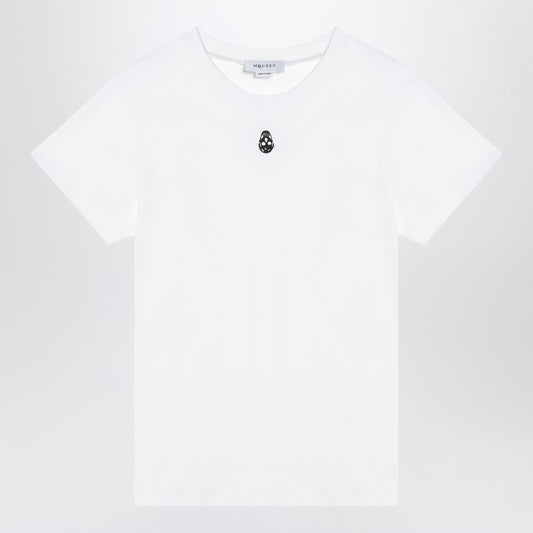 Alexander McQueen White T-shirt with Skull embroidery