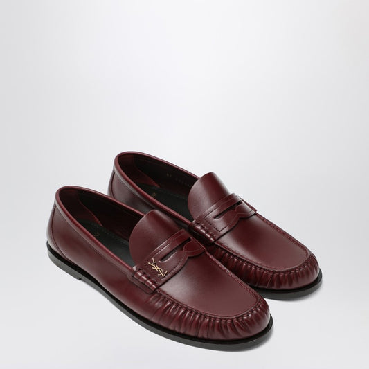 Saint Laurent Dark red leather loafer with monogram