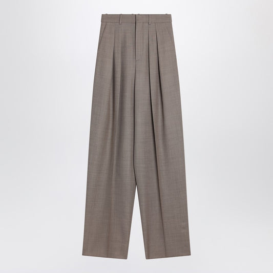 Saint Laurent Wide taupe beige wool trousers