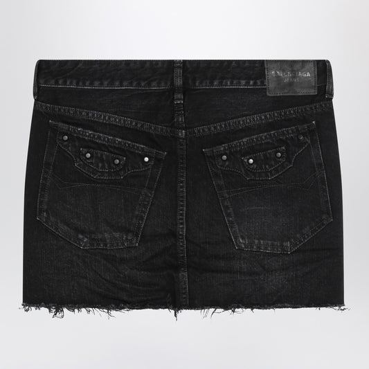 Balenciaga Washed black City mini denim skirt