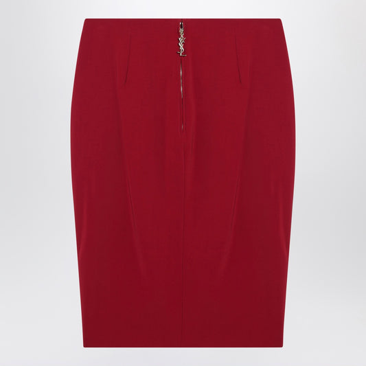 Saint Laurent Red satin pencil skirt