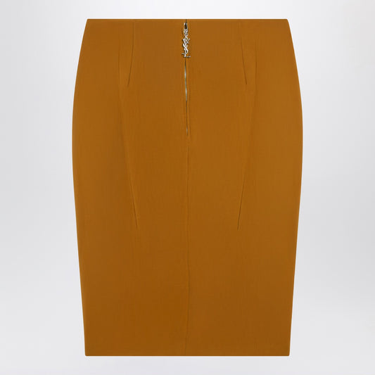 Saint Laurent Ochre yellow satin pencil skirt