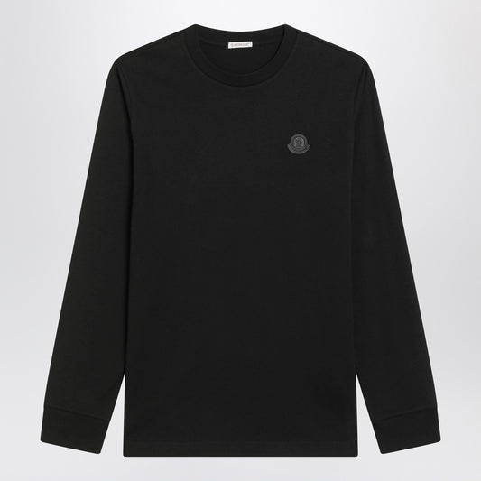 Moncler Black long-sleeve T-shirt with logo patch