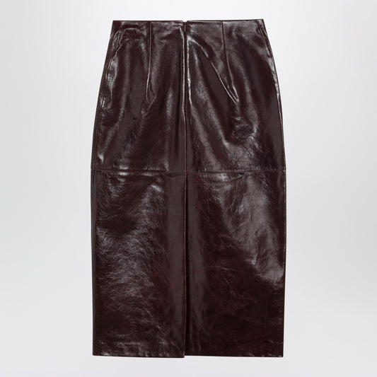 Sportmax Burgundy leather pencil skirt