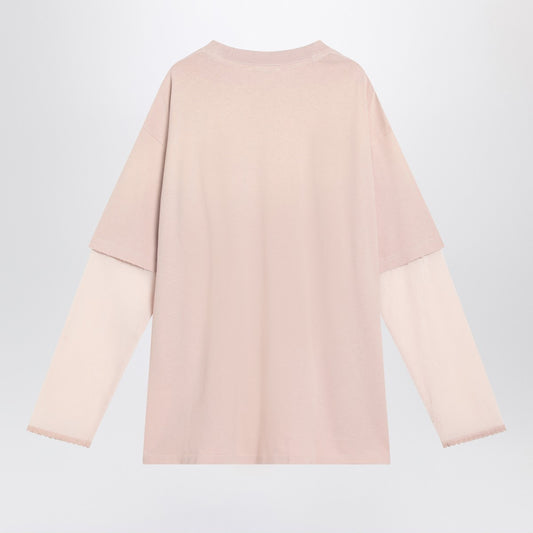 Acne Studios Pink violet layered T-shirt with print