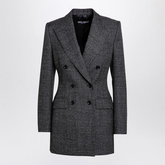 Dolce & Gabbana Dolce&Gabbana Anthracite grey tweed double-breasted jacket