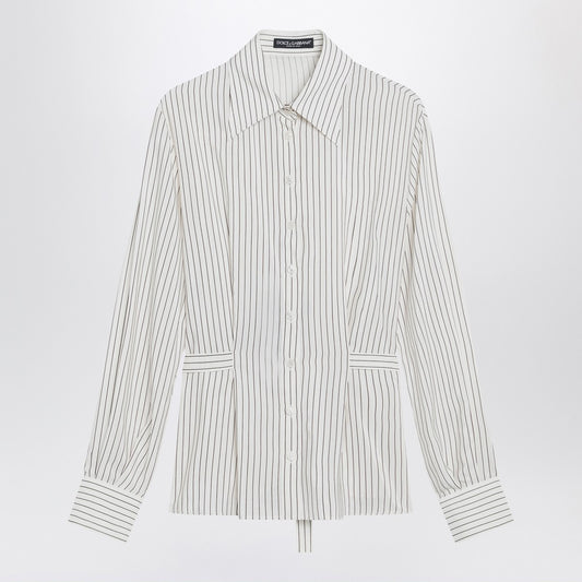 Dolce & Gabbana Dolce&Gabbana White pinstriped shirt in silk and cotton