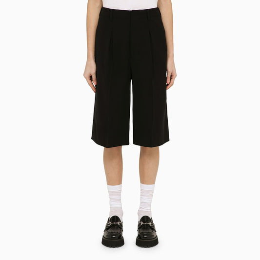 Ami Paris Black wool-blend bermuda shorts