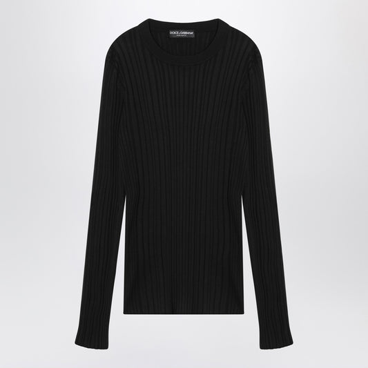 Dolce & Gabbana Dolce&Gabbana Black ribbed silk and cotton sweater