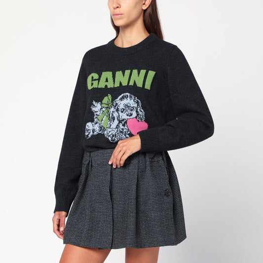 GANNI Dark grey Puppy wool-blend sweater