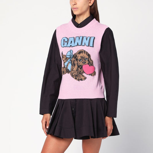 GANNI Pink Puppy wool-blend vest