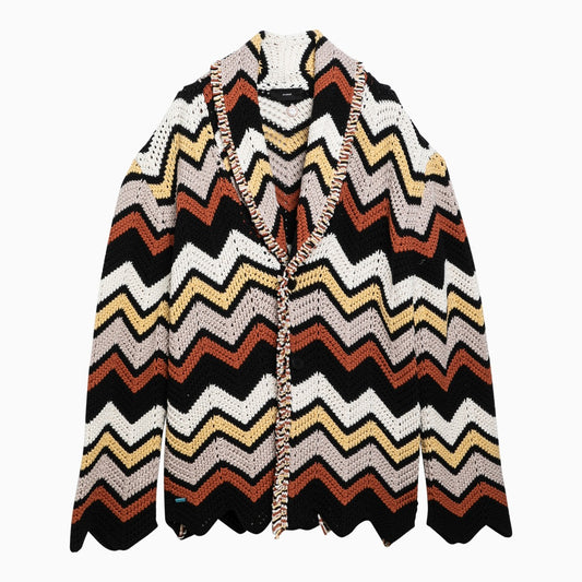 Alanui Cardigan in crochet zig zag multicolore