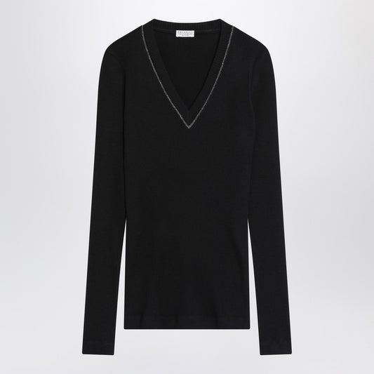 Brunello Cucinelli Blue ribbed wool sweater
