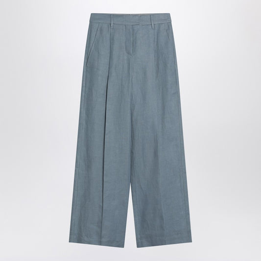Brunello Cucinelli Wide avio-colored trousers in linen blend