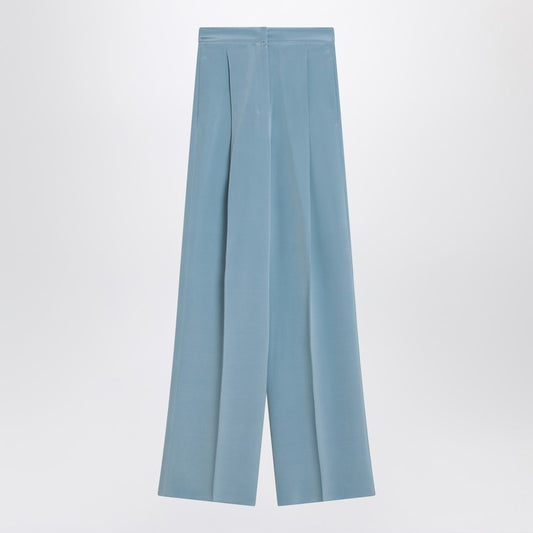 Max Mara Pianoforte Wide-leg sky blue trousers in silk