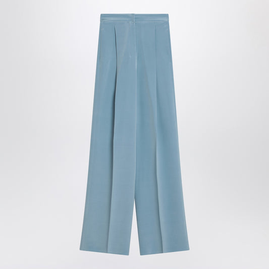 Max Mara Pianoforte Wide-leg sky blue trousers in silk