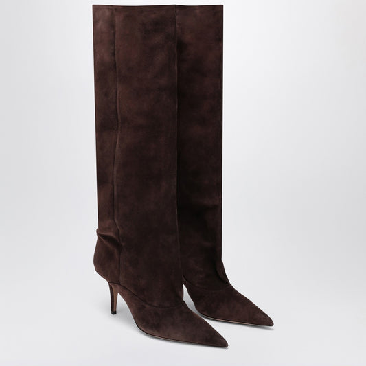 Paris Texas Tall boots in chocolate-coloured suede