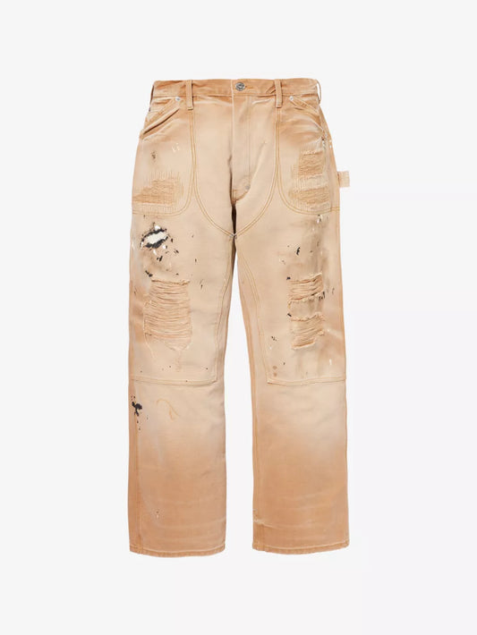 Branko Carpenter distressed straight-leg relaxed-fit denim trousers