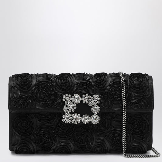 ROGER VIVIER Black Flower clutch bag Efflorescence