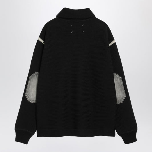 Maison Margiela Black wool half-zip sweater