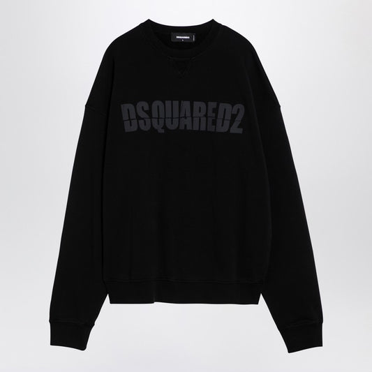 Dsquared2 Black cotton crew-neck sweatshirt with logo