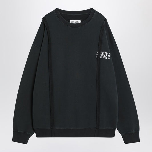 MM6 Maison Margiela Black sweatshirt with Numeric logo in cotton
