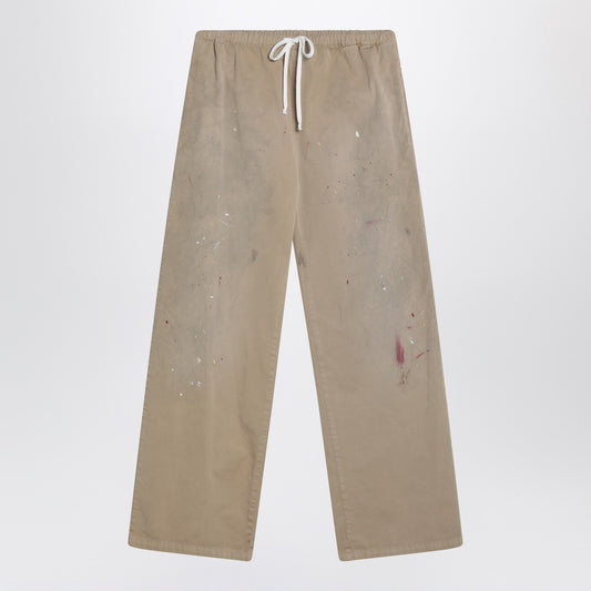 MM6 Maison Margiela Wide beige trousers with brushstrokes
