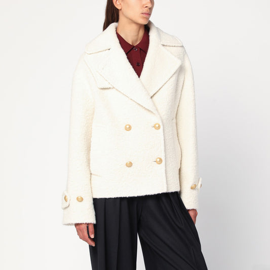 Tagliatore Short cream alpaca-blend coat