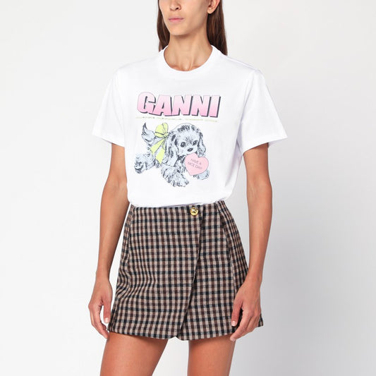 GANNI White Puppy T-shirt