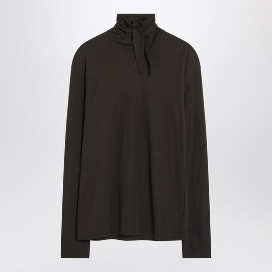 LEMAIRE Brown turtleneck with integrated scarf