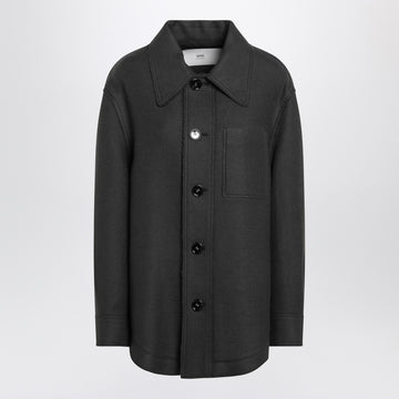 Ami Paris Anthracite grey wool shirt with pockets