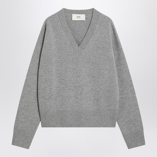 Ami Paris Grey Ami de Coeur sweater in wool and cashmere