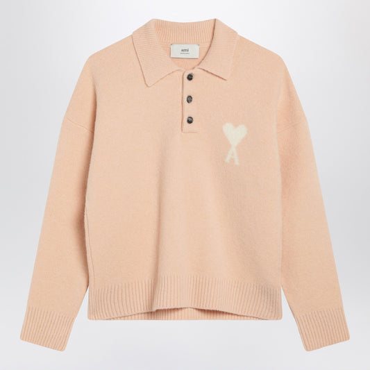 Ami Paris Powder pink Ami De Coeur polo sweater