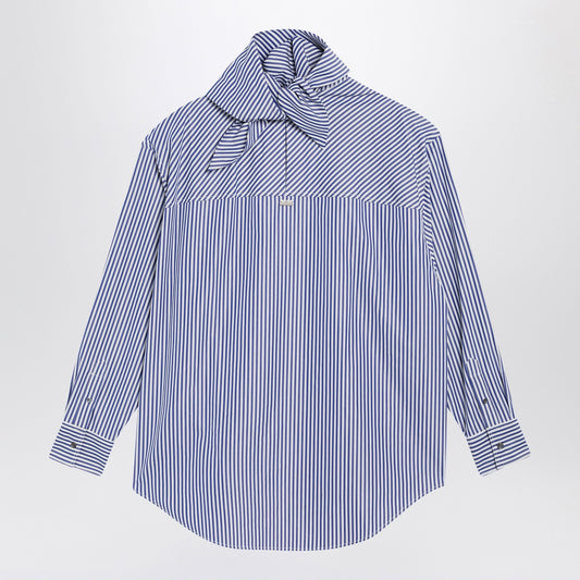 Ami Paris Blue striped poplin shirt with scarf