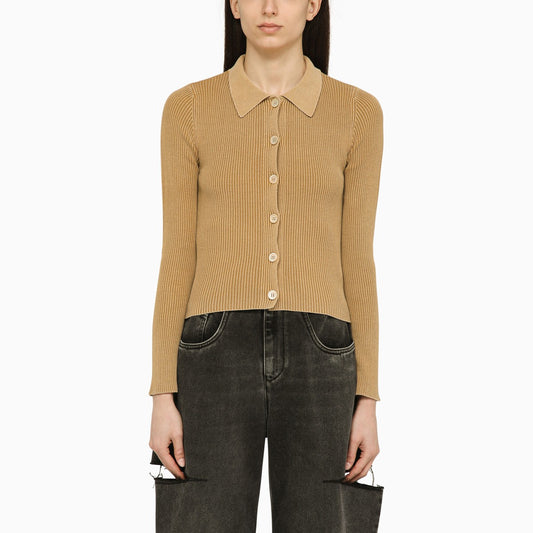 Our Legacy Sand-coloured ribbed cotton cardigan