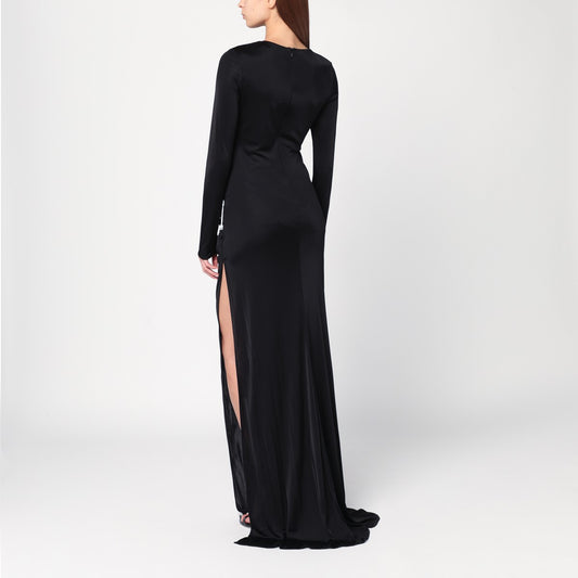 Giuseppe di Morabito Long black dress with brooch detail
