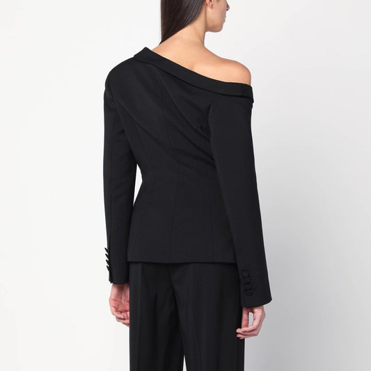 Giuseppe di Morabito Asymmetrical black jacket with brooch detail