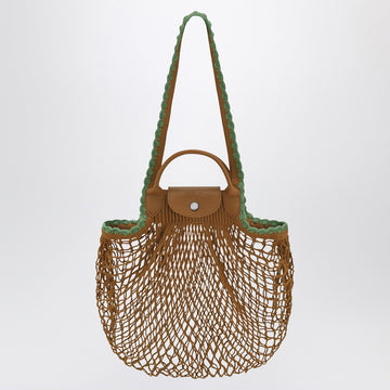 Longchamp L La Pliage mesh bag in Tobacco colour