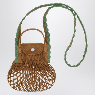 Longchamp XS La Pliage mesh bag in Tobacco colour