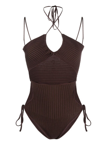 ANDREĀDAMO Andrea Adamo halterneck-fastening ribbed-knit bodysuit
