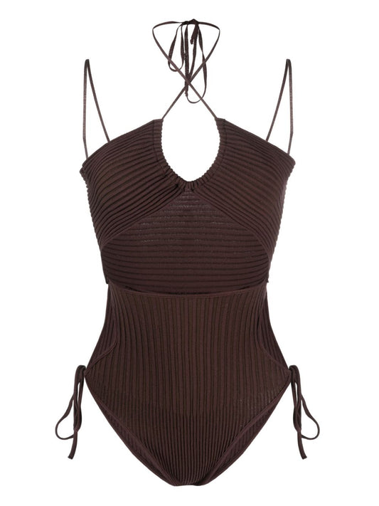 AndreĀdamo Andrea Adamo halterneck-fastening ribbed-knit bodysuit