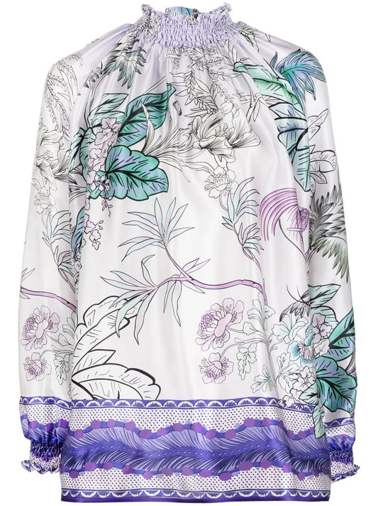 F.R.S . High neck printed silk blouse