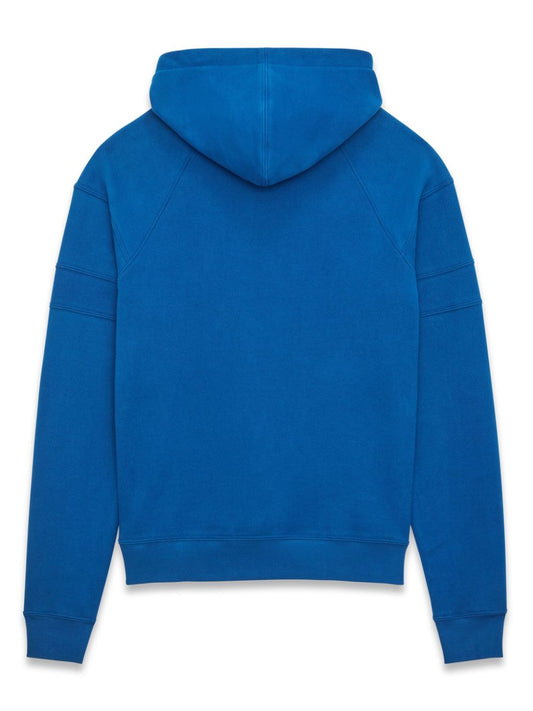 Saint Laurent logo-embroidered cotton hoodie