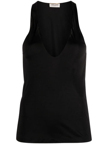 Saint Laurent plunging satin tank top