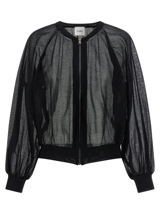 Nude Cardigan Bomber Jacket