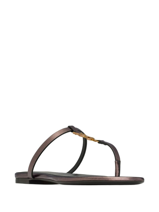 Saint Laurent Cassandre leather thong sandals