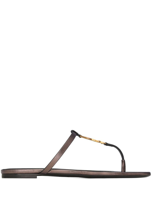 Saint Laurent Cassandre leather thong sandals