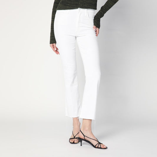 Mother The Hustler Ankle Fray jeans in white
